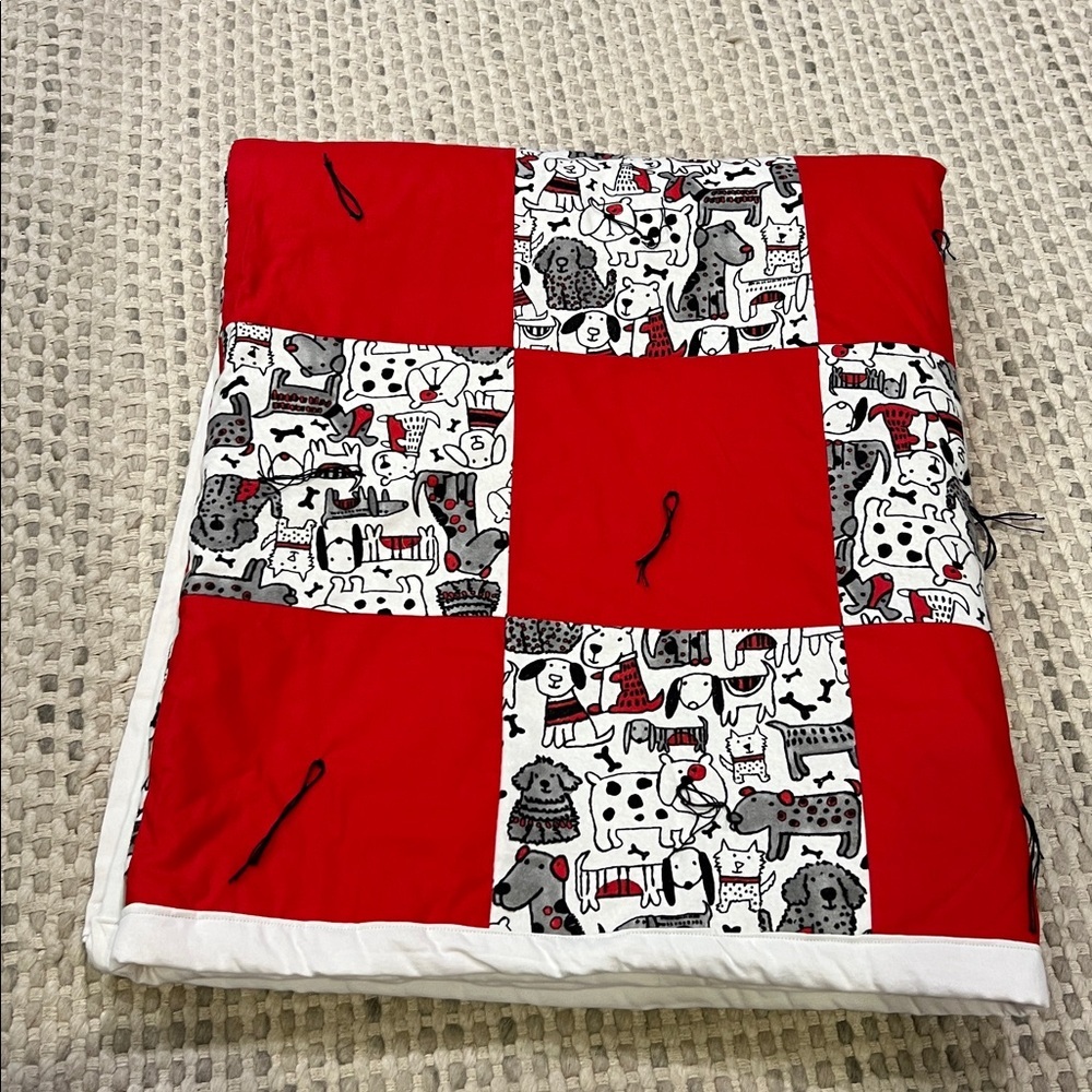 Baby Blanket Puppy Dog Throw comforter homemade 74”x 44”New